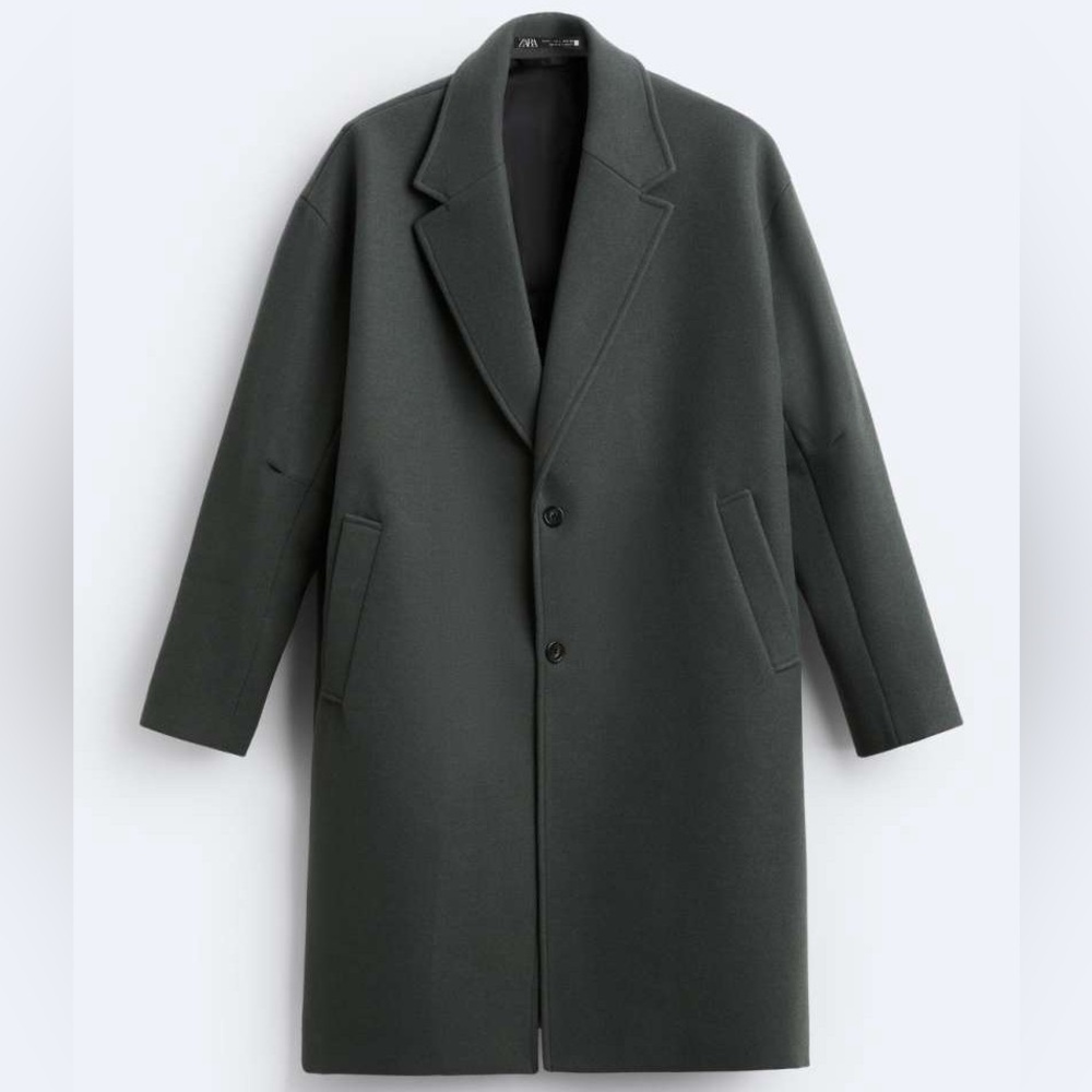 Zara Dark Olive Green Pea Coat